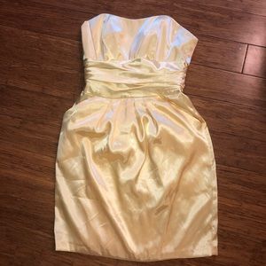 Yellow strapless cocktail dress